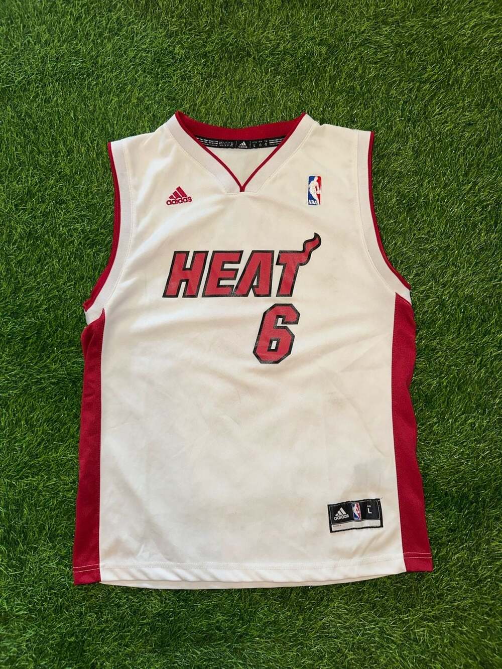 Adidas LeBron James 6 Miami Heat White Home NBA Jersey Size Youth Large